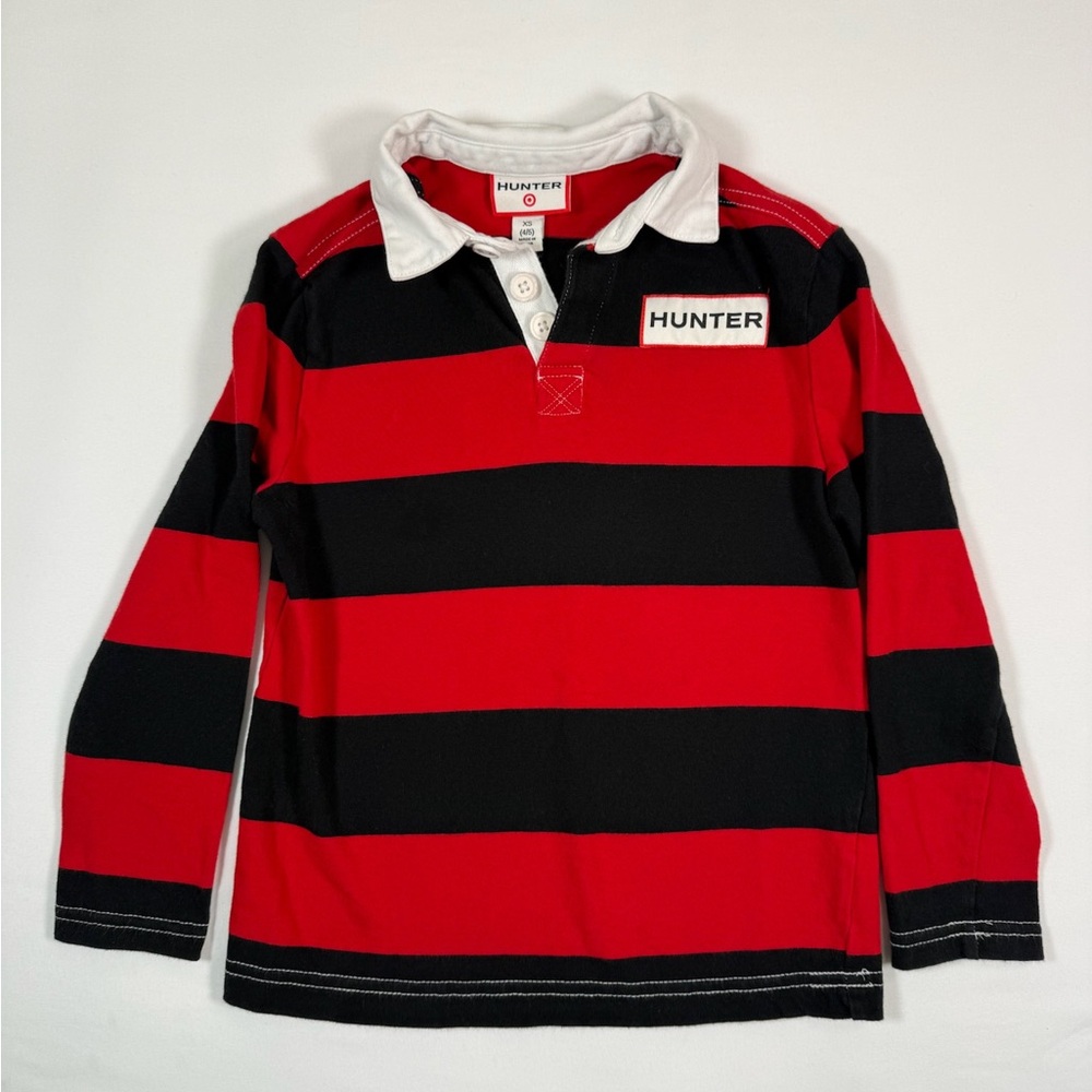 HUNTER x TARGET Boy‎ Stripe Rugby Shirt Long Sleeve Collared Top Size XS (4/5)